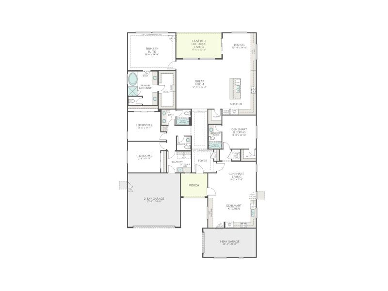 2D floor plan layout for the Gardenia Plan 5009 by Tri Pointe Homes in Soleo, San Tan Valley, AZ (Image 3).