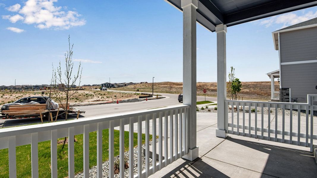 Exterior details and patio area of a home in Trails at Crowfoot, Parker (Image 23).