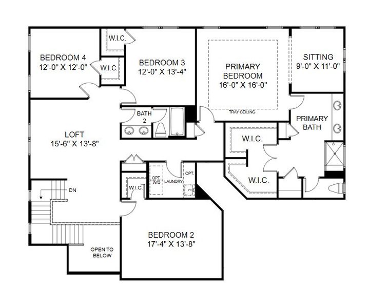 2D floor plan layout for the Buckingham by HHHunt Homes LLC in The Summit at Morgan Ridge, Chapel Hill, NC (Image 9). 2D floor plan layout for the Buckingham by HHHunt Homes LLC in The Summit at Morgan Ridge, Chapel Hill, NC (Image 9).