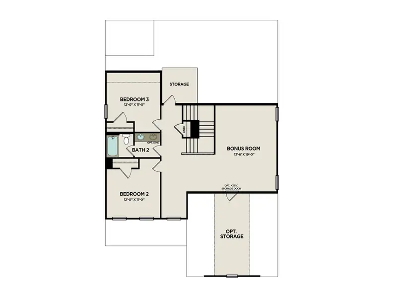 2D floor plan layout for the The Ash A by Davidson Homes LLC in Benders Cove, Mount Juliet, TN (Image 6).