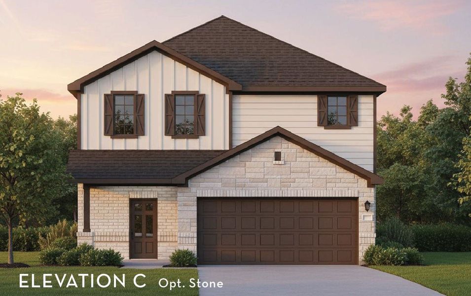 Representative exterior photo of a completed home built from the Alder by CastleRock Communities in Sunset Oaks, Maxwell, TX (Image 4).