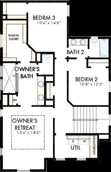 2D floor plan layout of this home in Goodnight Ranch, Austin, TX (Image 3).
