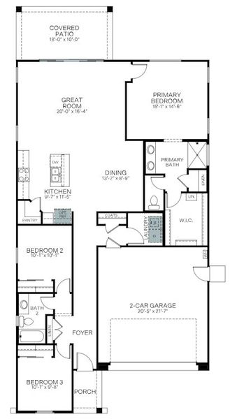 2D floor plan layout of this home in Mesquite at North Creek, Queen Creek, AZ (Image 5).
