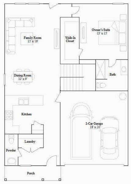 2D floor plan layout of this home in Spring Branch Crossing, Conroe, TX (Image 2).