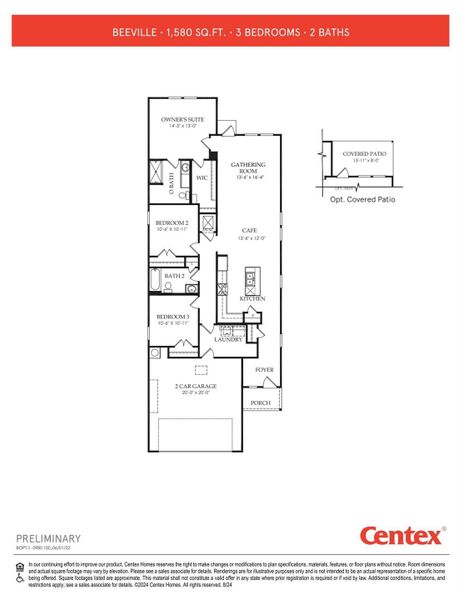 2D floor plan layout of this home in Decker Farms, Magnolia, TX (Image 2).
