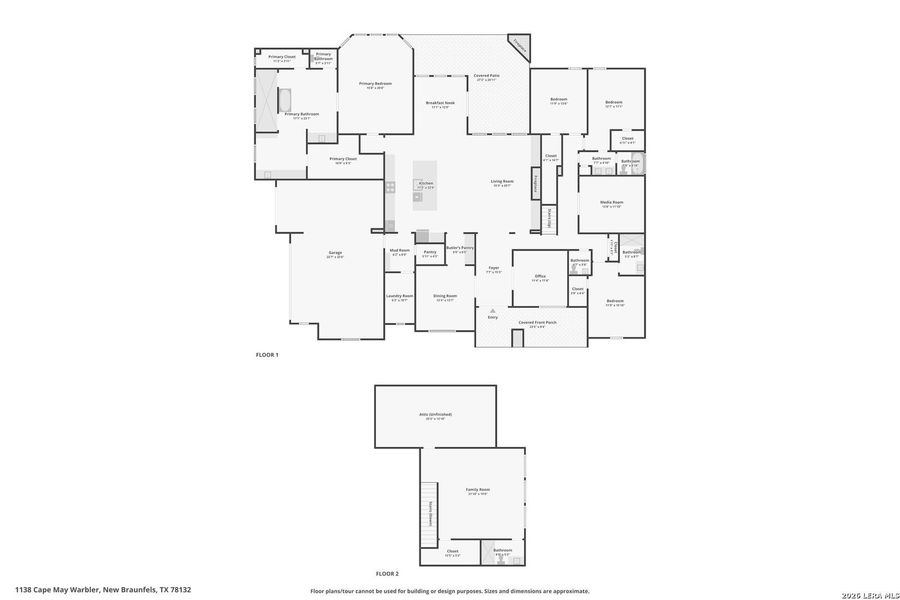 2D floor plan layout of this home in Waldsanger, New Braunfels, TX (Image 5).