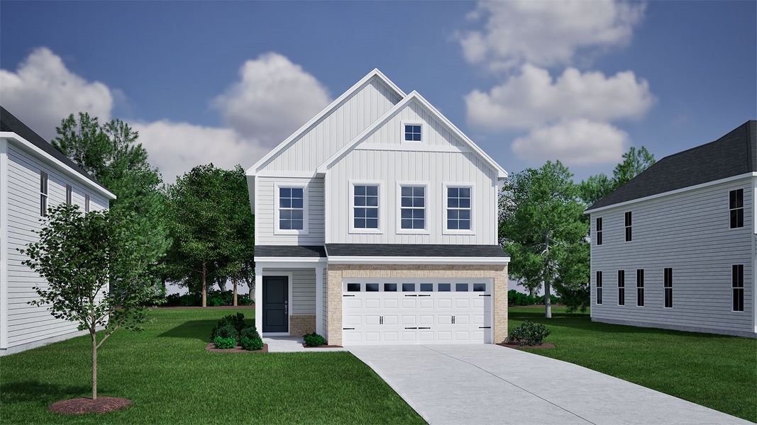 Representative exterior photo of a completed home built from the Highland - Genesis Value Collection by Mungo Homes in Piper Creek, Newton, NC (Image 17).