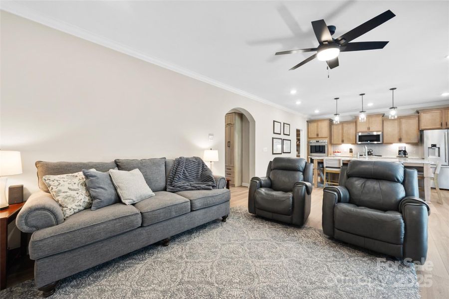 Family room opens to the kitchen and sunroom. Family room opens to the kitchen and sunroom.