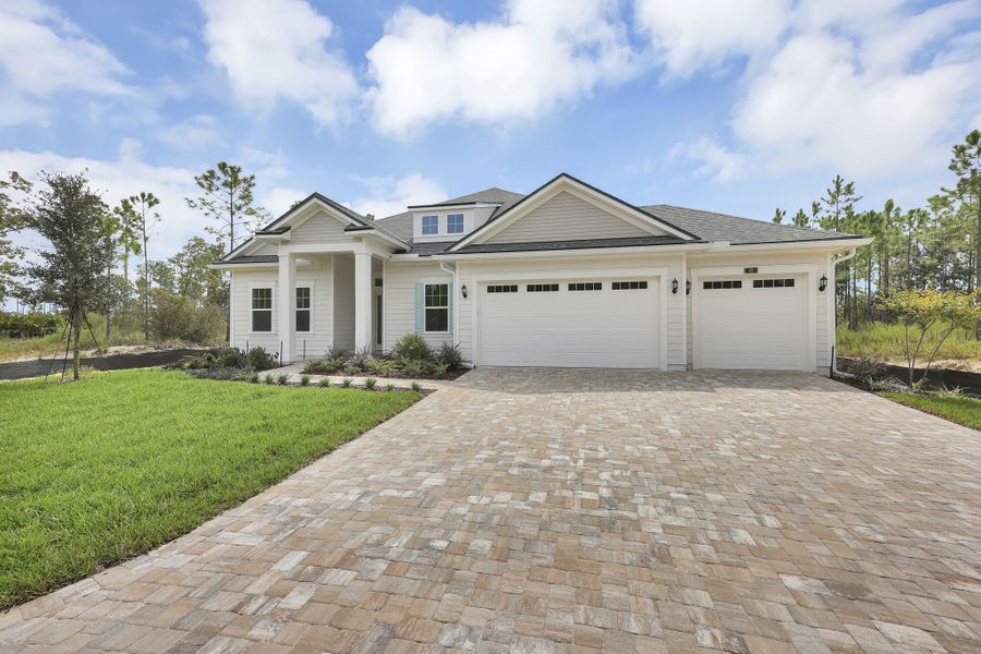 Representative exterior photo of a completed home built from the Avondale II by Riverside Homes in Hidden Creek at SilverLeaf, St. Augustine, FL (Image 36). Representative exterior photo of a completed home built from the Avondale II by Riverside Homes in Hidden Creek at SilverLeaf, St. Augustine, FL (Image 36).