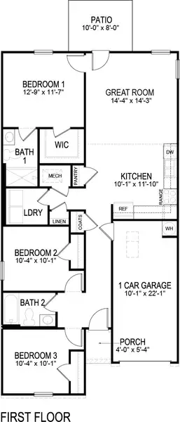 2D floor plan layout for the Sullivan by D.R. Horton in Crescent Ridge, Niota, TN (Image 3).