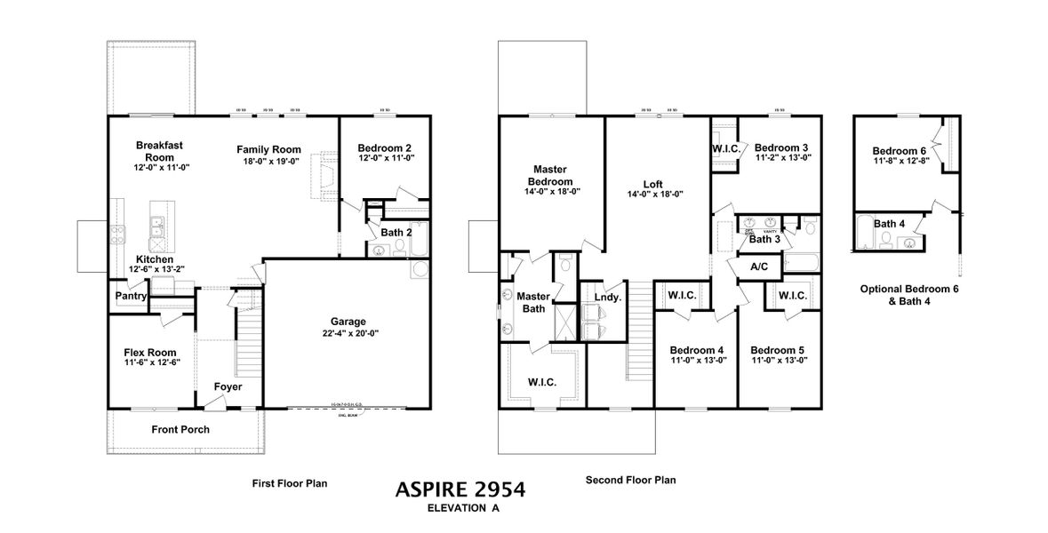2D floor plan layout for the Aspire by Ivey Homes in Declaration Homes at Tillery Park West, Grovetown, GA (Image 3).