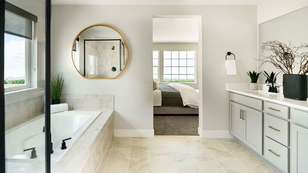 Furnished interior view inside a new home in The Aurora Highlands, Aurora (Image 15). Furnished interior view inside a new home in The Aurora Highlands, Aurora (Image 15).