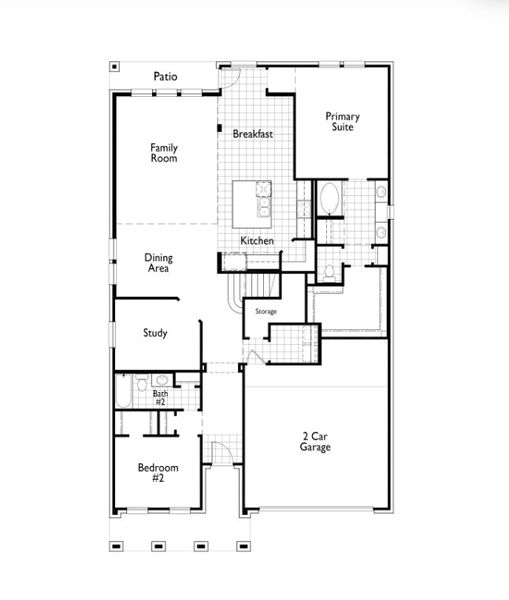 2D floor plan layout for the Waverley Plan by Highland Homes in Two Step Farm: 50ft. lots, Montgomery, TX (Image 3).