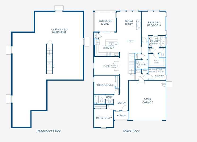 2D floor plan layout of this home in The Manors Collection at Golden Overlook, Golden, CO (Image 2).