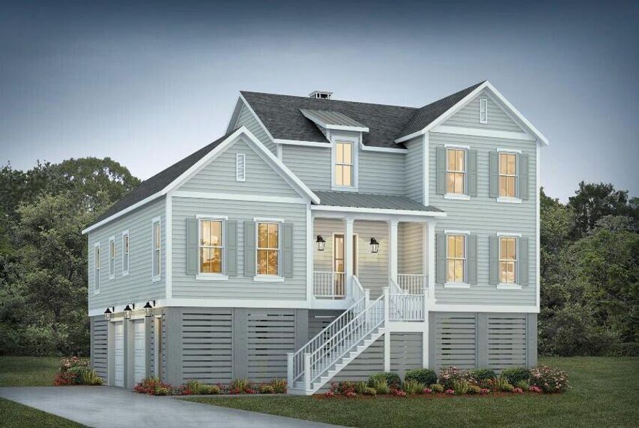 Front exterior of a new home in , Charleston, SC, highlighting curb appeal (Image 1). Front exterior of a new home in , Charleston, SC, highlighting curb appeal (Image 1).