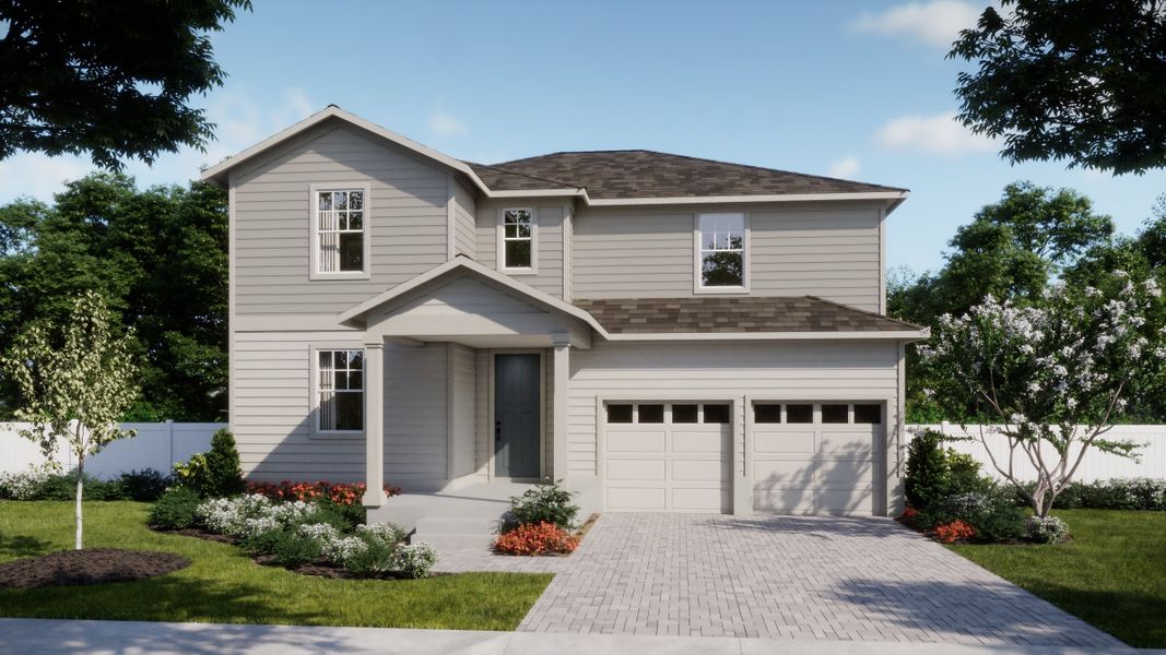 Representative exterior photo of a completed home built from the Finn by Risewell Homes in Cypress Bluff, Groveland, FL (Image 1). Representative exterior photo of a completed home built from the Finn by Risewell Homes in Cypress Bluff, Groveland, FL (Image 1).