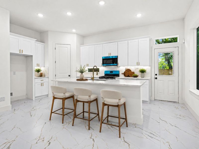 Virtually Staged kitchen and breakfast bar area Virtually Staged kitchen and breakfast bar area
