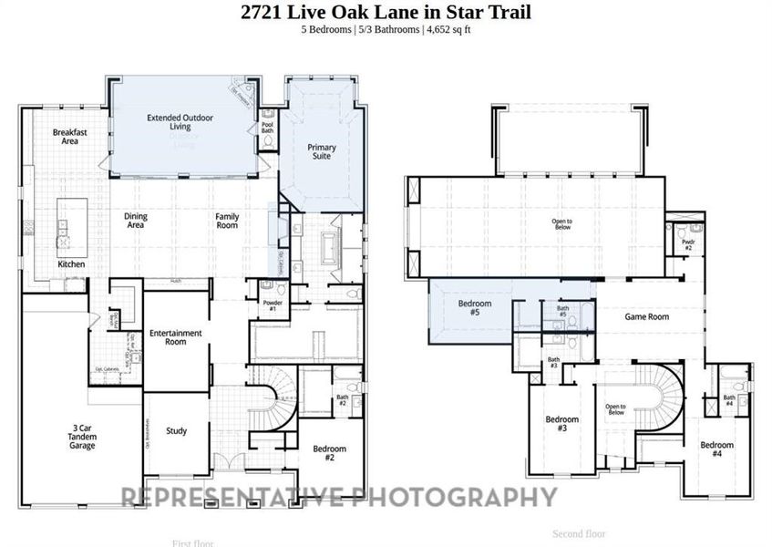 2D floor plan layout of this home in Star Trail, Prosper, TX (Image 4).