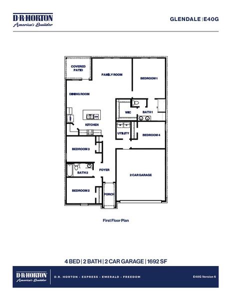 2D floor plan layout for the Glendale by D.R. Horton in Cypress Green, Hockley, TX (Image 5). 2D floor plan layout for the Glendale by D.R. Horton in Cypress Green, Hockley, TX (Image 5).