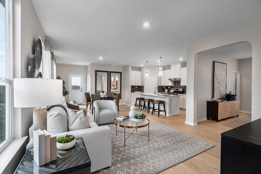 Representative furnished interior of a home built from the 1605 Modeled by KB Home in Punta Verde, Converse (Image 5). Representative furnished interior of a home built from the 1605 Modeled by KB Home in Punta Verde, Converse (Image 5).