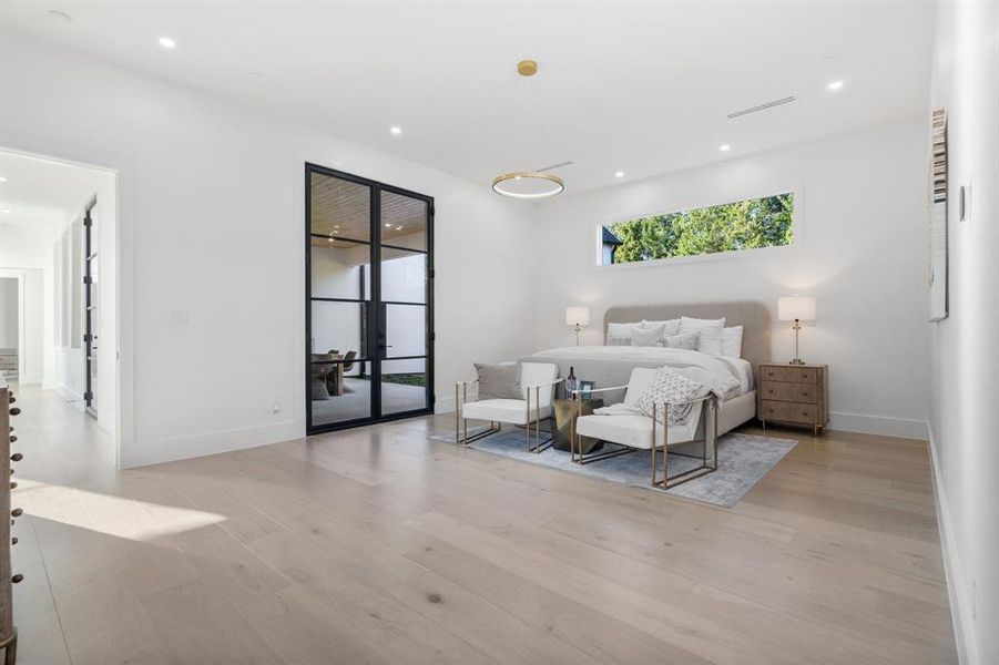 Bedroom with light wood-type flooring