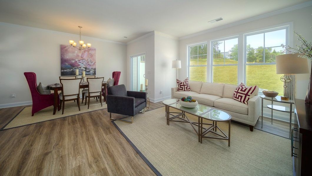 Furnished interior view inside a new home in Townes at Tap Root Farms, Fletcher (Image 14). Furnished interior view inside a new home in Townes at Tap Root Farms, Fletcher (Image 14).