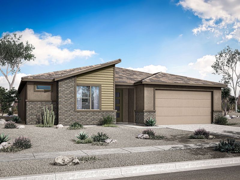 Representative exterior photo of a completed home built from the Flint by Mattamy Homes in Bella Vista Farms, Queen Creek, AZ (Image 17). Representative exterior photo of a completed home built from the Flint by Mattamy Homes in Bella Vista Farms, Queen Creek, AZ (Image 17).