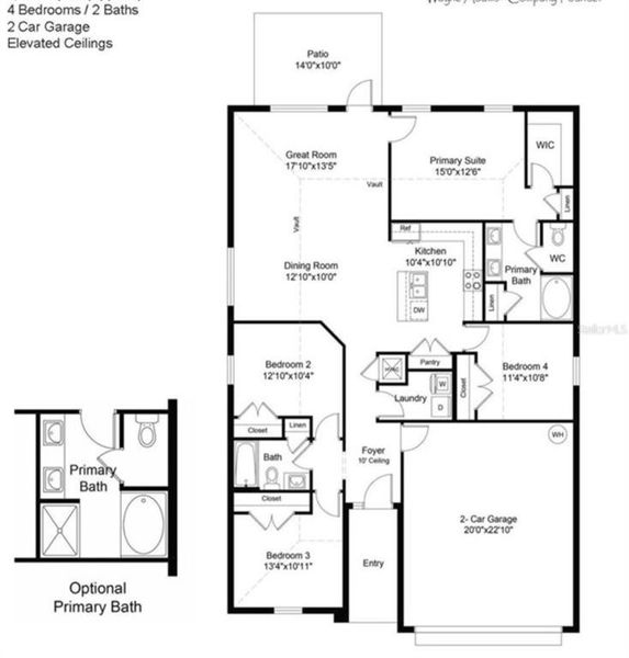 2D floor plan layout of this home in West Oak, Ocala, FL (Image 2). 2D floor plan layout of this home in West Oak, Ocala, FL (Image 2).