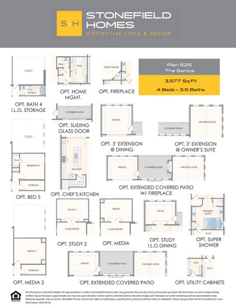 2D floor plan layout for the Samoa by Stonefield Homes in Rio Vista at Kelly Ranch, Aledo, TX (Image 3).
