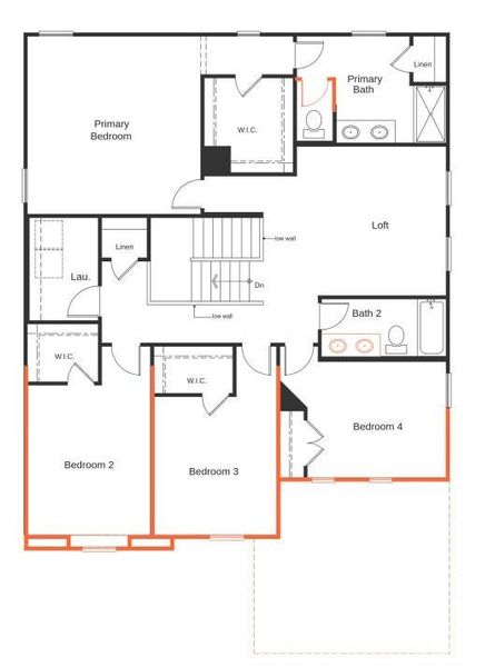 2D floor plan layout of this home in Wilson Creek, Indian Land, SC (Image 2).