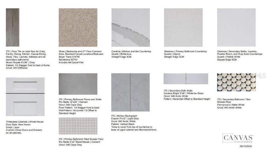 Design Selections.  Home is under construction and selections are subject to change.