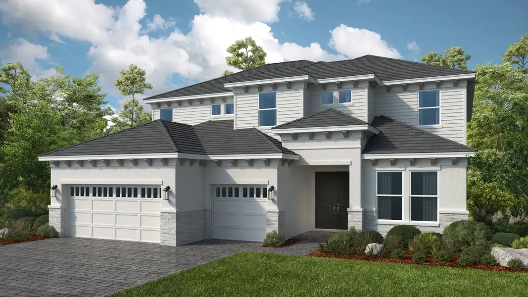 Representative exterior photo of a completed home built from the Ravenna by Taylor Morrison in Astor Creek Golf and Country Club, Port St. Lucie, FL (Image 20).