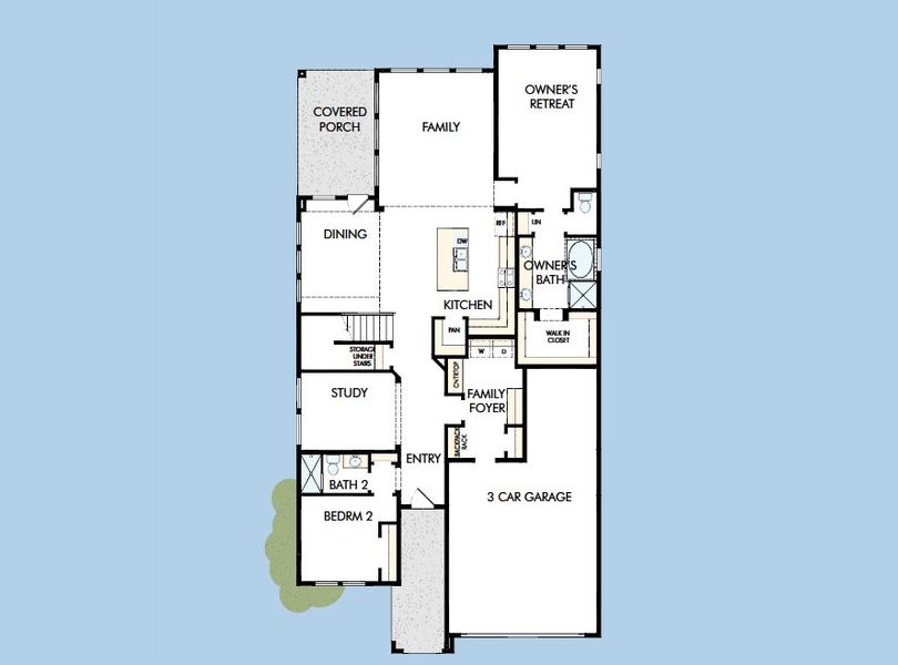 2D floor plan layout for the The Lavender by David Weekley Homes in Emerald Heights at Bridgeland Central – 50’ Front, Cypress, TX (Image 3).