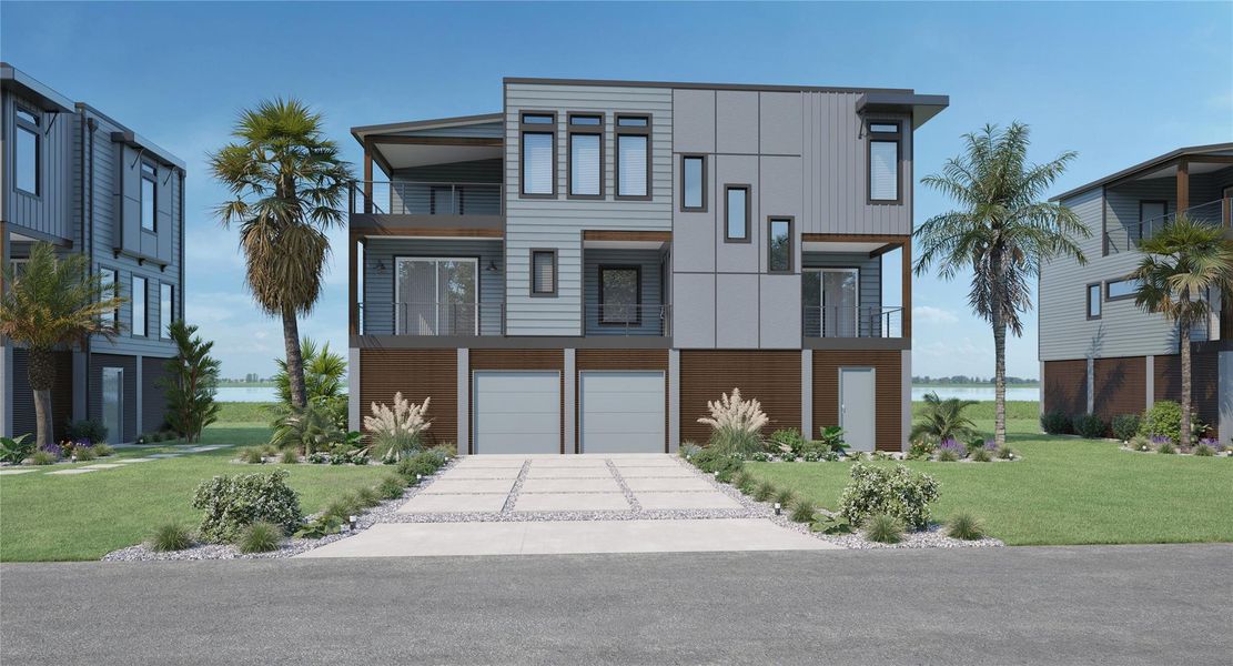 Exterior rendering of this home design in Lago Pointe, Seabrook, TX (Image 3).