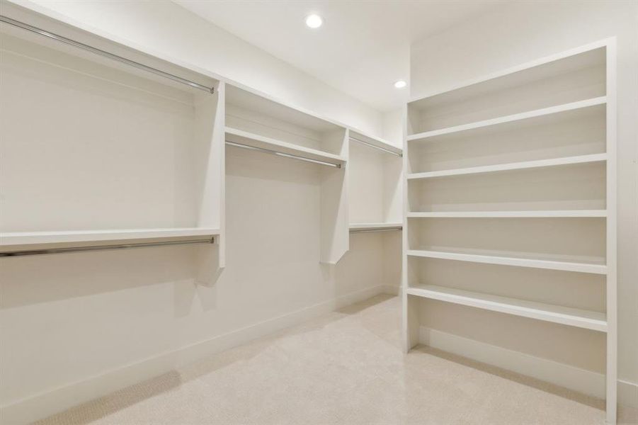 Spacious closet with carpet