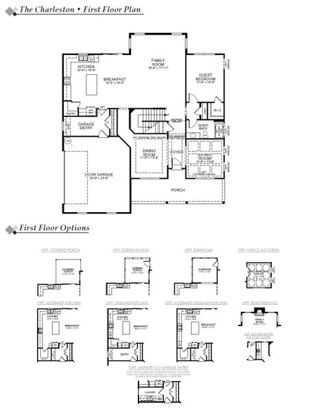 2D floor plan layout for the Charleston by Eastwood Homes in Hancock Farms, Aiken, SC (Image 3).
