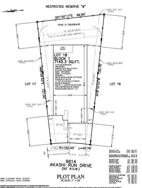 9614 Akashi Run Drive Preliminary Plot Plan
