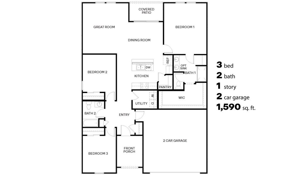 2D floor plan layout of this home in Hanson Ridge, Vail, AZ (Image 3).