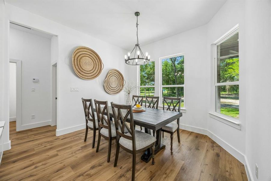 Breakfast area featuring a wonderful view