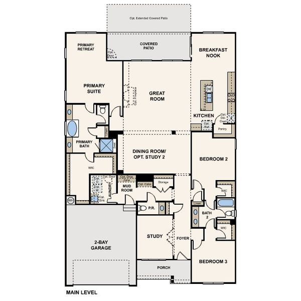 2D floor plan layout for the River Birch by Century Communities in Oakhurst Manor, McDonough, GA (Image 4).