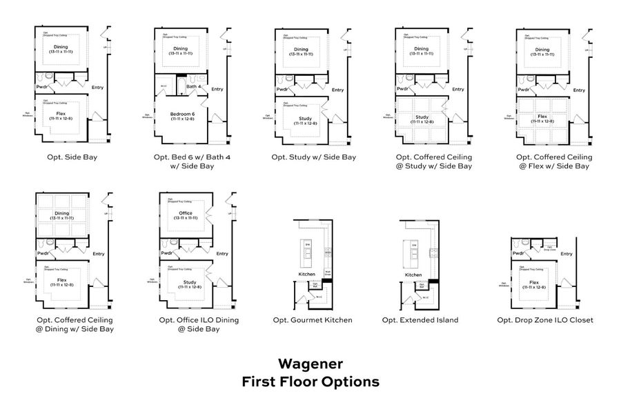 2D floor plan layout for the Wagener by DRB Homes in Weavers Pointe, Zebulon, NC (Image 5).