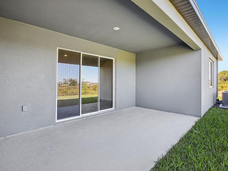 Exterior details and patio area of a home in Two Rivers - Signature Series, Zephyrhills (Image 26).