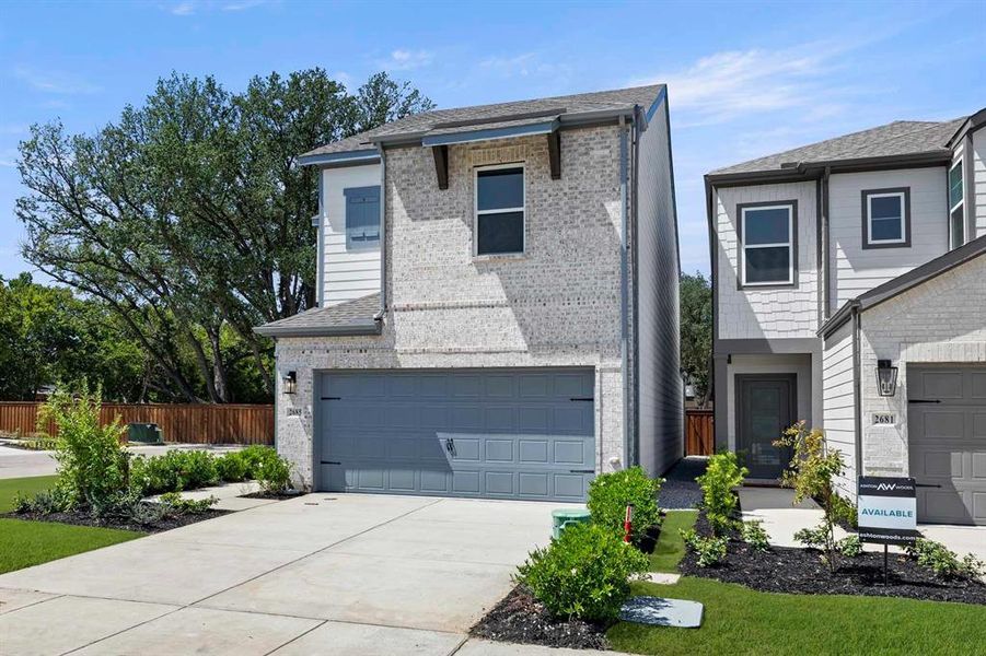 Front exterior of a new home in Sereno Oaks at Buckner Terrace, Dallas, TX, highlighting curb appeal (Image 16). Front exterior of a new home in Sereno Oaks at Buckner Terrace, Dallas, TX, highlighting curb appeal (Image 16).