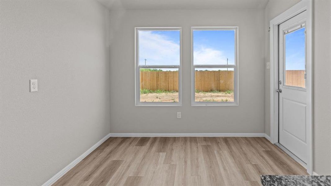 Empty room featuring plenty of natural light, light wood-type flooring, and baseboards Empty room featuring plenty of natural light, light wood-type flooring, and baseboards