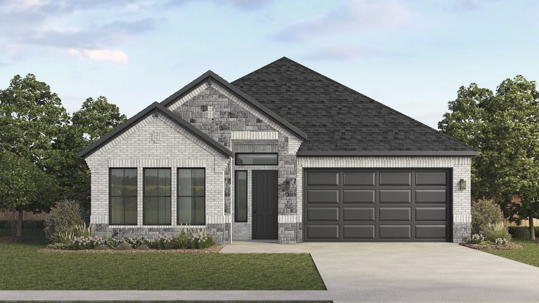 Front exterior of a new home in Clearview Ranch, Royse City, TX, highlighting curb appeal (Image 1). Front exterior of a new home in Clearview Ranch, Royse City, TX, highlighting curb appeal (Image 1).