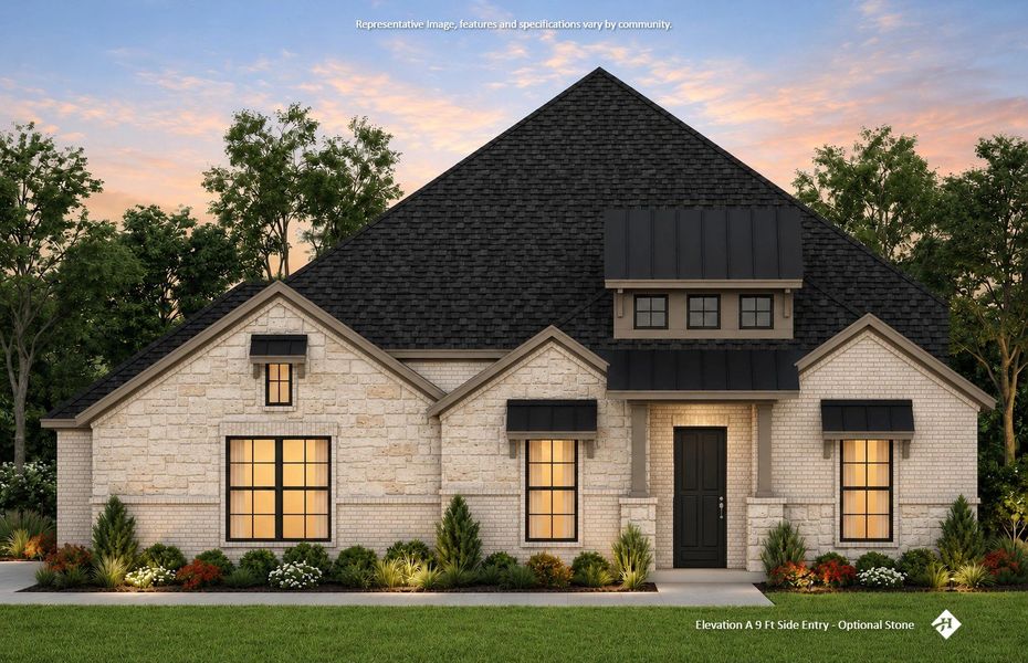 Front exterior of a new home in Redden Farms - Phase 1, Midlothian, TX, highlighting curb appeal (Image 11). Front exterior of a new home in Redden Farms - Phase 1, Midlothian, TX, highlighting curb appeal (Image 11).