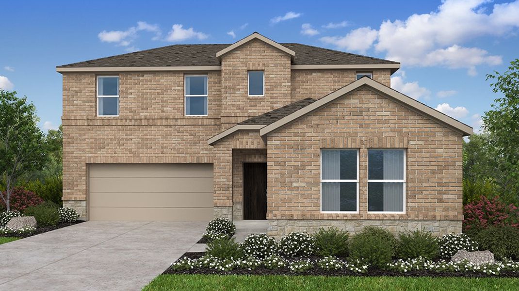 Front exterior of a new home in Parks at Foster Crossing, Anna, TX, highlighting curb appeal (Image 1). Front exterior of a new home in Parks at Foster Crossing, Anna, TX, highlighting curb appeal (Image 1).