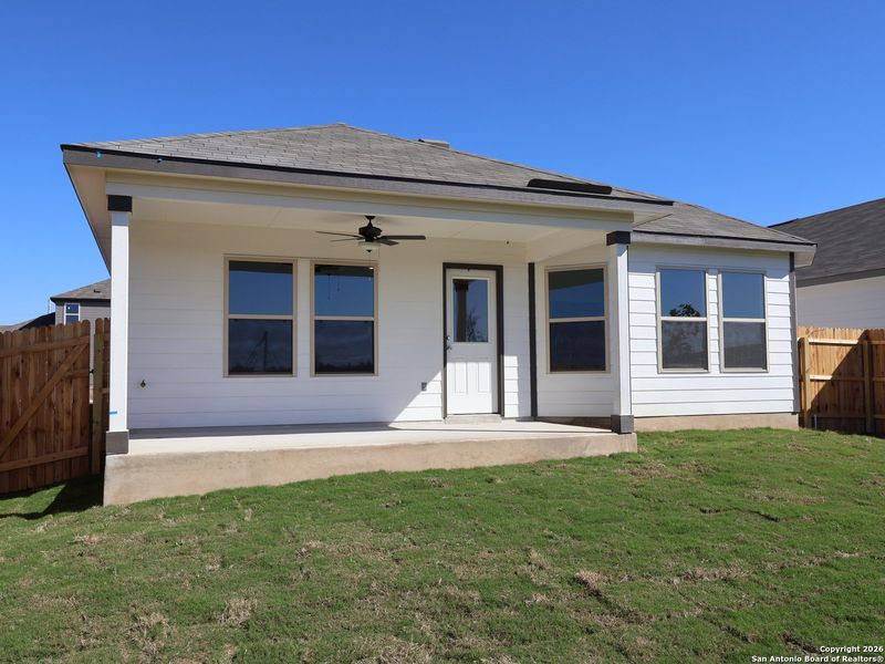 Exterior details and patio area of a home in Meadows at Clear Springs, New Braunfels (Image 15).