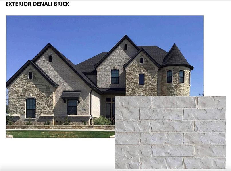 This image features the beautiful EXTERIOR BRICK FINISH of the home. Please note, the house shown does not reflect the actual home being built.