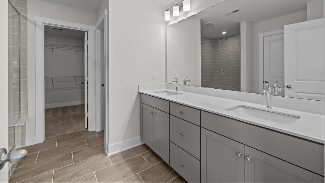 The Burton Plan by DRB Homes in McBride Indian Trail - Primary Bathroom